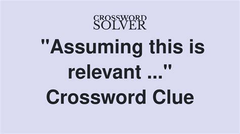 crossword clue relevance